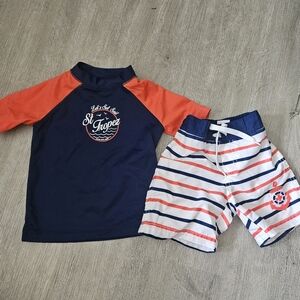 6-12m Janie and Jack swim trunks and shirt